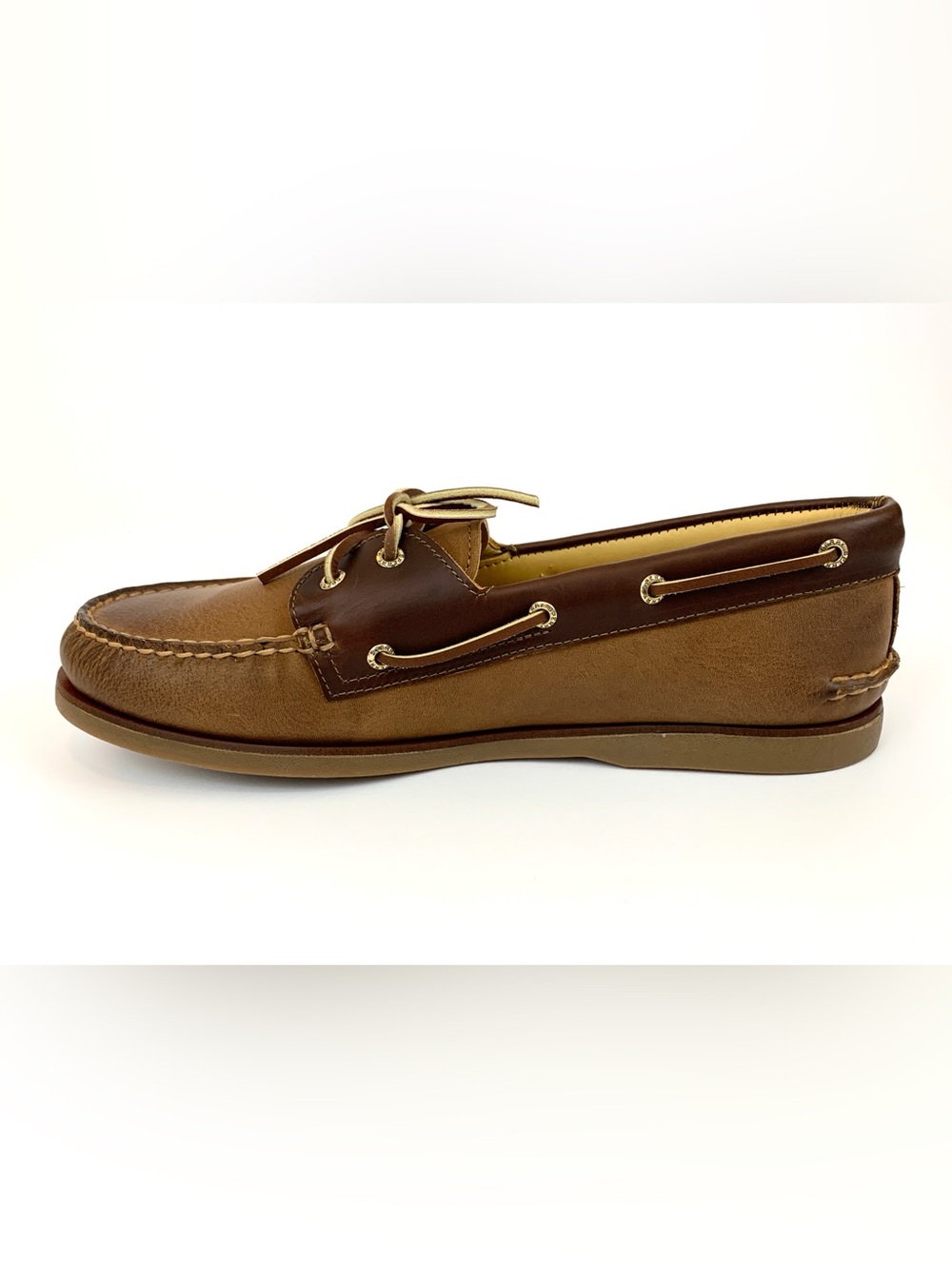 Sperry Gold Cup Authentic Original Two-Tone Tan/Brown Leather Boat Shoes - Picture 5 of 10